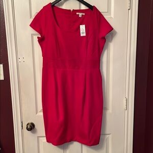 Red Sheath Mini Dress Scoop Neck Short Sleeve
